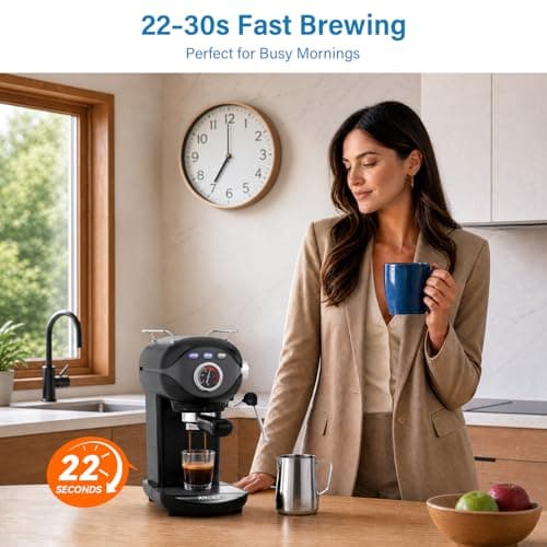 XIXUBX Espresso Machine, 20Bar Compact Espresso Maker with Milk Frother, PID Temperature Control, Low Vibration Coffee Maker for Small Kitchen, Home, Brews Latte, Cappuccino — view 4