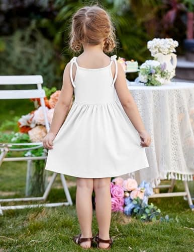 Arshiner Summer Dresses for Toddler Girls Casual Sleeveless Beach Twirl Midi Sundress White 7-8 Years — view 6