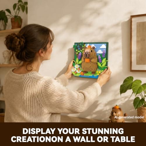 Capybara Flowers Animal 3D Wall Art Micro Mini Building Blocks Set, Unique Home Wall Decor or Table Display, No Compatible with Lego, Ideal Gift Toy for Adults & Boys Girls 14+ (1191 PCS) — view 5