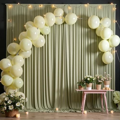 30ft x 10ft Wrinkle Free Sage Green Backdrop Curtains for Parties, Thick Polyester Photo Backdrop Drapes for Wedding Birthday Party Photography Background, 6 Panels 5x10ft — view 4