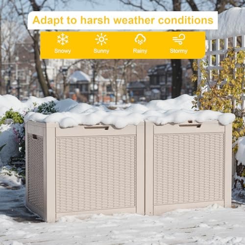 GGYI 31 Gallon Outdoor Storage Box, Waterproof Resin Deck Box with Lockable Lid for Patio Furniture, Pool Accessories, Garden Tools (Brown) — view 3