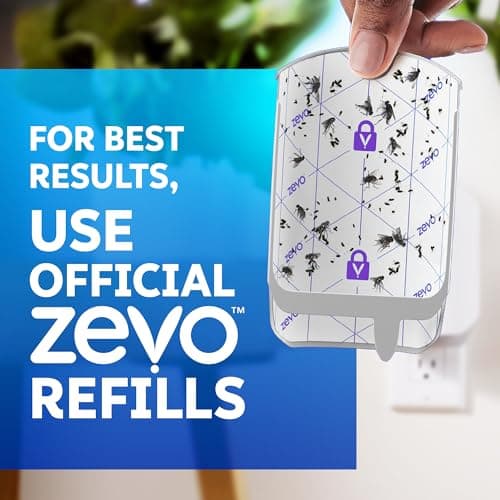 Zevo Flying Insect Trap - Plug-in Indoor Fly Trap and Bug Light Trap Refill with Blue and UV Light - No-Mess Cartridge for House Flies, Fruit Fly Trap and Gnats (1 Plug-in Base and 3 Cartridges) — view 3