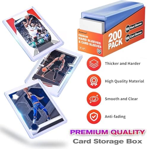 400 Pack Card Sleeves Hard Plastic, Arjiekwei 3"X4" Baseball Cards Protectors Plastic, Premium Card Holder for Trading Sports Baseball Football Game Cards (200 Rigid + 200 Clear) — view 2