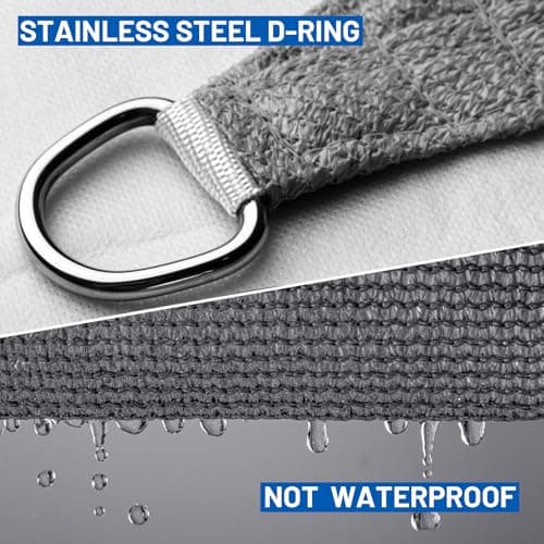Sun Shade Sail, 16.5'x16.5'X16.5' Grey Triangle Outdoor Awning Shade Cover 185GSM HDPE UV Block for Patio Shading — view 5
