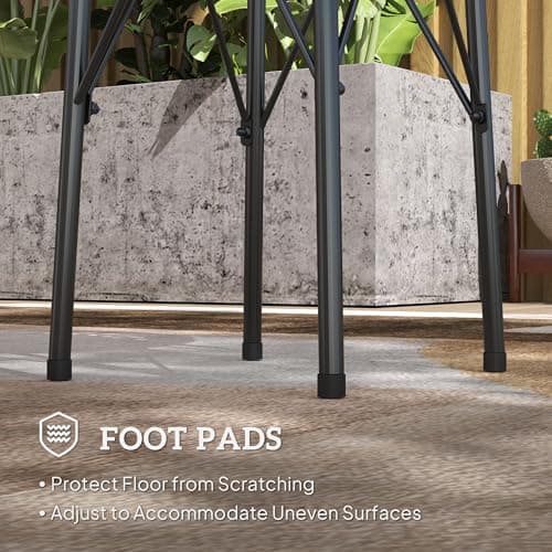 Outsunny 15.7" Round Garden Table with Floral Cut-Out, Steel Balcony Side Bistro Coffee Table, Outdoor Furniture with Adjustable Feet for Patio Garden, Black — view 5