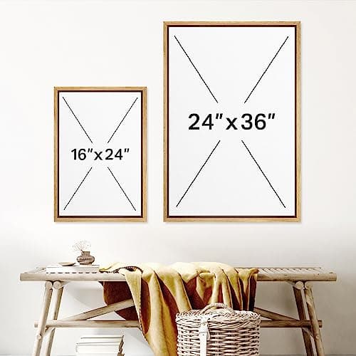 NWT Framed Canvas Print Wall Art Set Mid-Century Modern Colorful Geometric Color Block Abstract Shapes Digital Art Illustrations Modern Art Decorative Minimalist for Bedroom - 24"x36"x3 Natural — view 5