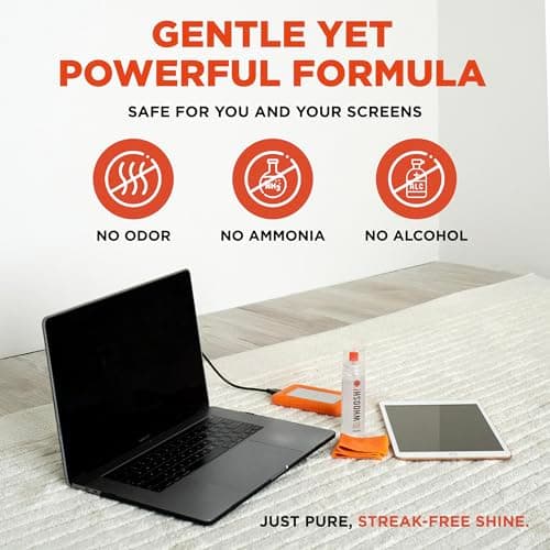 WHOOSH! Screen Shine Duo – Safe & Streak Free Electronics Cleaner for TV, OLED, MacBook, Laptop, Monitor and Car – Eyeglass Cleaner with 100ml + 8ml Bottles and 2 Microfiber Cloths 15x15 cm — view 5