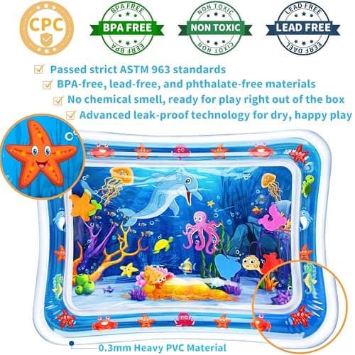 Yeeeasy Tummy Time Water Mat丨Inflatable Tummy Time Water Play Mat for Babies, Infants and Toddlers 3 to 24 Months Promote Development Toys Baby Toys essentials and Gifts — view 4