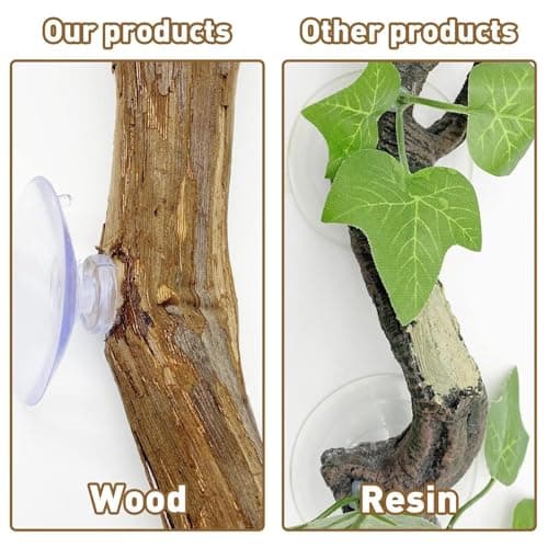 2 Pieces Snake Climbing Branch, Wood Reptile Bearded Dragon Branches Decor,Non Slip Habitat Decoration, Climbing Perch for Bearded Dragon, Gecko, Frogs, Snake Chameleons Spiders Terrarium — view 3