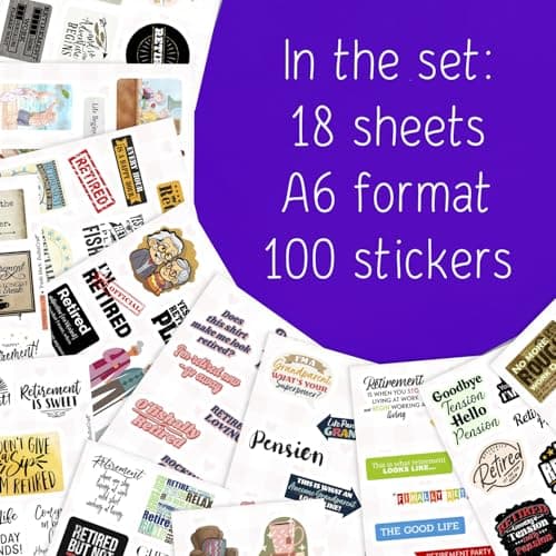 BulbaCraft 100Pcs Funny Retirement Stickers and Laptop Decals - Retirement Party Supplies, Gifts for Women & Men