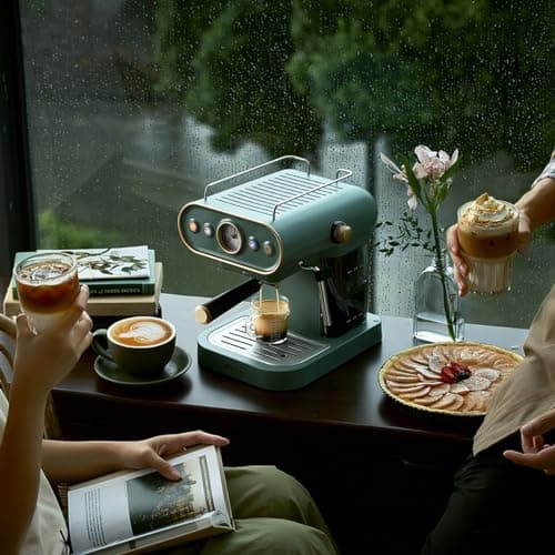 compact high-pressure coffee machine with steam frother — view 2