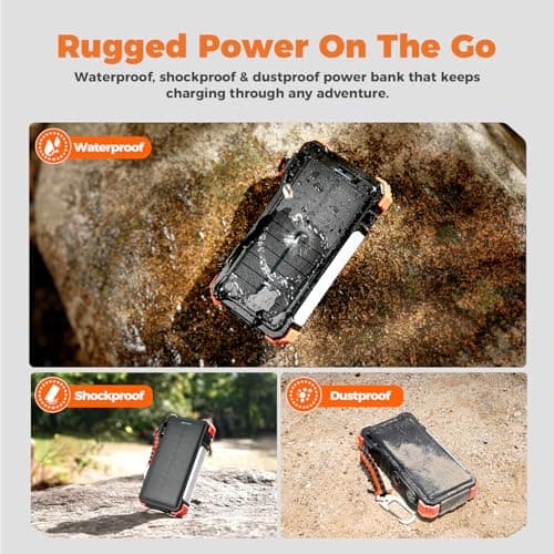 BLAVOR Solar Power Bank 20000mAh Built-in Cables, Wireless Charger for Phones & Apple Watch, 20W Fast Charging Battery Pack with USB C, Flashlight, Solar Charger for iPhone, iPad, iWatch, Samsung — view 5