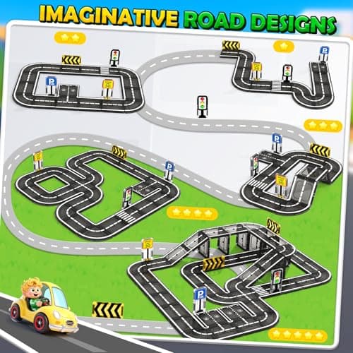 IGIVI Magnetic Tiles Road Toddler Toys, Magnet Building Blocks for Kids Ages 3-5 4-8, STEM Learning Construction Toys Games, Ideal Gifts for 3+ Year Old Boys Girls