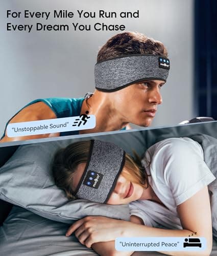 MUSICOZY Bluetooth 5.4 Sleep Headphones Headband, Wireless Sleeping Headphones Sleep Mask Earbuds IPX6 Waterproof for Side Sleepers Workout Running Insomnia Travel Yoga Cool Tech Gadgets Unique Gift