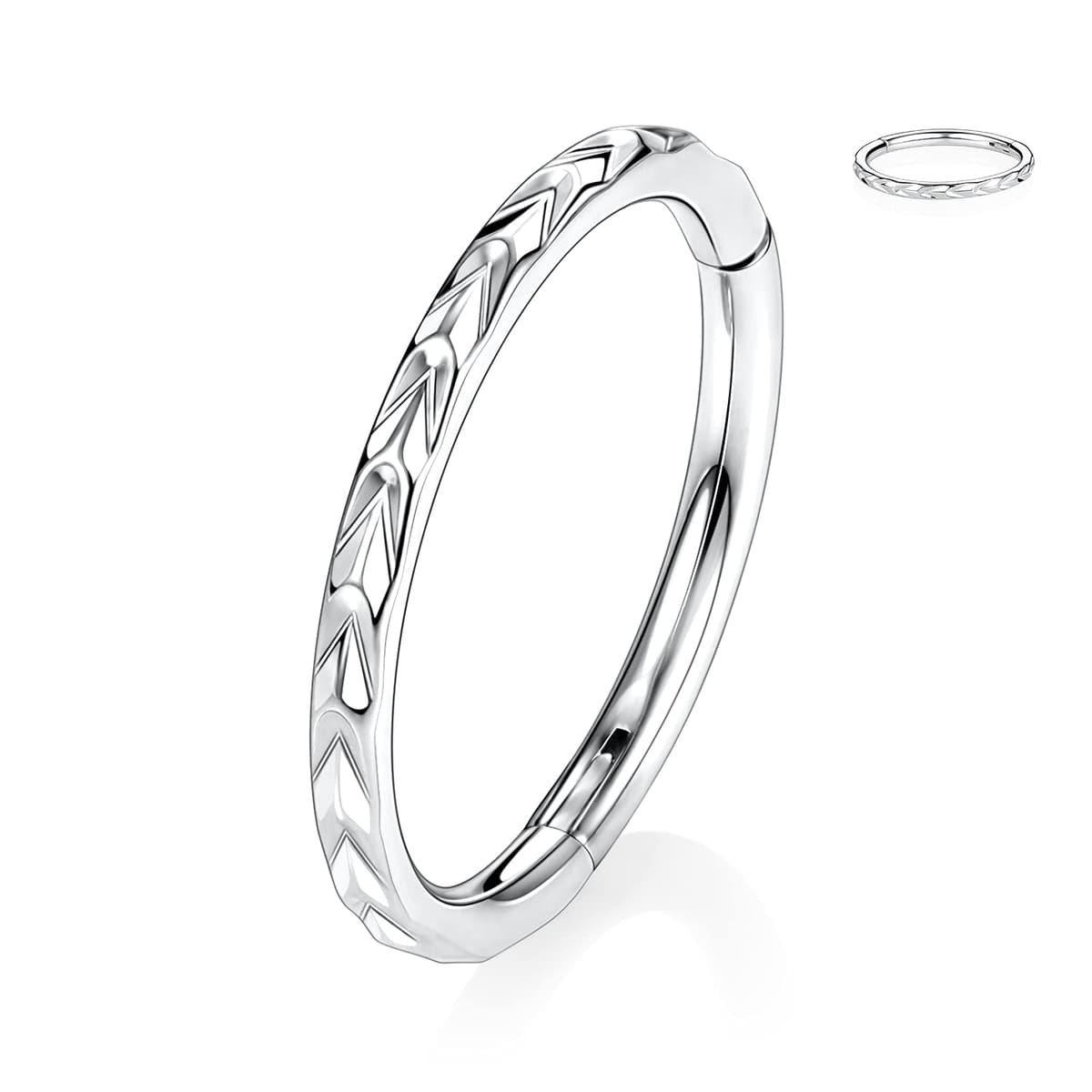hengkaixuan CZ/Opal Nose Rings Conch Jewellery Septum Clicker 316L Surgical Steel Segment Ring Helix Cartilage Earrings Hoop Daith Tragus Rook Piercing Jewellery — view 33