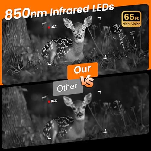 XTU Solar Trail Camera WiFi Bluetooth, 64MP 4K Game Camera with Night Vision Motion Activated 0.2s Trigger, IP66 Waterproof Wildlife Camera with 22pcs 850nm Low Glow IR LEDs (SD Card Not Included) — view 2