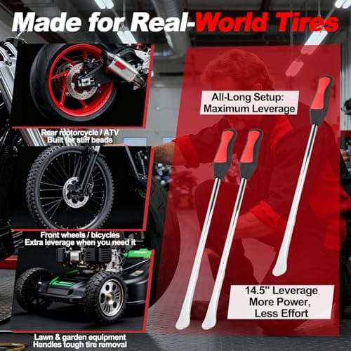 Msuhettu 38 PCS Tire Spoons Tool Set, Premium Tire Irons Tire Changing Kit with 14.5" Levers for Motorcycle, Dirt Bike & Lawn Mower, Including Rim Protectors, Valve Tools & Accessories — view 4