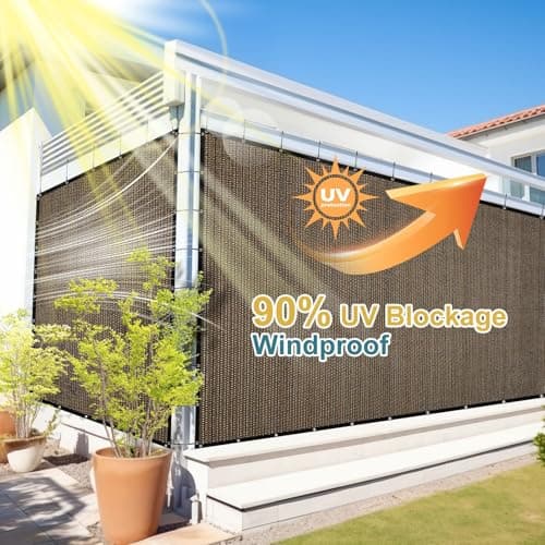 Shade&Beyond 90% Sun Shade Cloth with Grommets, 8X8 FT Pergola Shade Cover Canopy, Mesh Tarp Sun Screens for Patio, Outdoor, Garden, Backyard, Mocha
