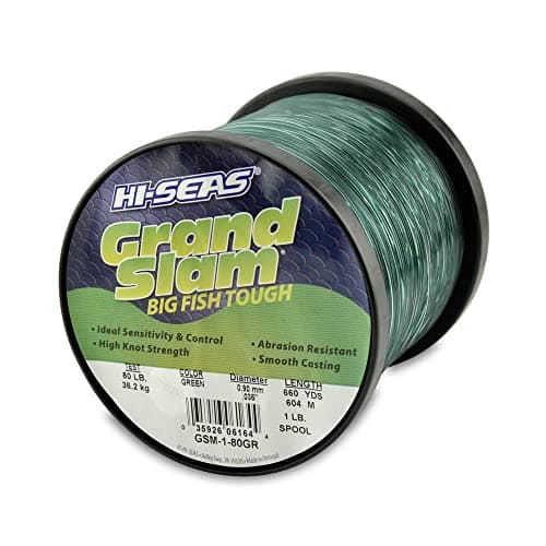 Hi-Seas Grand Slam Monofilament, 80 Pound Test, Green, 1-Pound Spool