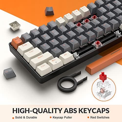 MAGIC-REFINER RK68 60% Wireless Mechanical Keyboard, Bluetooth 5.0/2.4GHz with Dual Mode 2-in-1 Receiver, Compact 68-Key Hot Swappable Gaming Keyboard, Linear Red Switch for PC Mac Xbox Smartphone — view 4