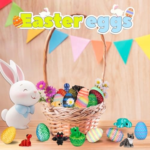 Prefilled Easter Eggs - 24Pcs 3D Printed Surprise Eggs with 3D Animals Toys Capsule Vending Machine Toy Easter Eggs Filled Gifts for Boys Girls Kids — view 2