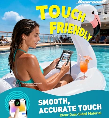 Hiearcool Waterproof Phone Pouch, IPX8 Waterproof Phone Case for iPhone 17/16/15/14 Pro Max, Cell Phone Dry Bag for Beach & Cruise Essentials, Touch Screen, Lanyard Included, 2 Pack (Fits Up to 8.9”) — view 3