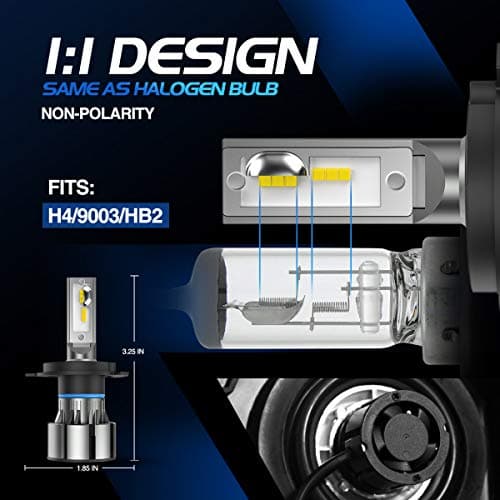 H4 ledlights for car, Headlight Bulbs 40000 Lumens, High Performance Halogen Replacement, High Beam Low Beam Fog Light Bulbs, 2 Pack — view 5