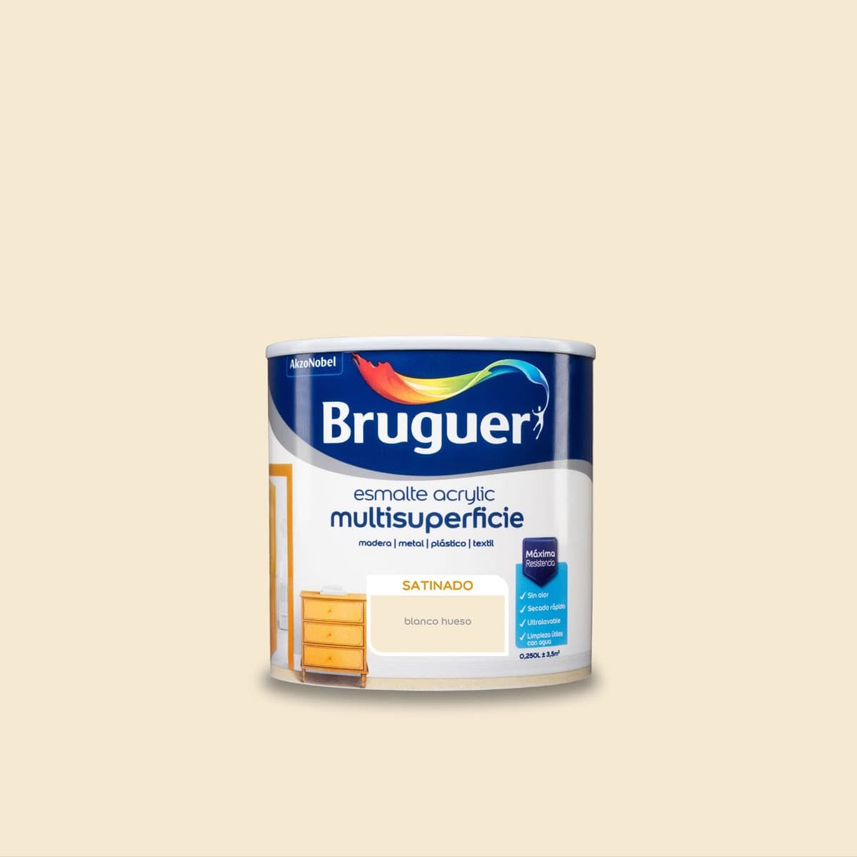 Bruguer Acrylic Multisuperficie Esmalte al agua Satinado - Pintura 750 mL, Blanco Permanente — view 25