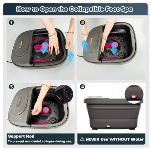 Aqvesane Collapsible Foot Bath with Remote Control, Foot Spa Bath Massager with Heat, Bubble, Temperature Control, 3 Pedicure Attachments, Foot Soaking Tub for Tired Feet — view 5