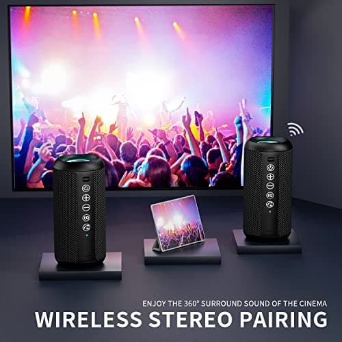 Ortizan Portable Bluetooth Speaker (1st Gen), IPX7 Waterproof, Wireless, Big Sound and Deep Bass, TWS Pairing, 30Hrs of Playtime, for Home/Party/Outdoor/Beach, Birthday Gifts for Men Women - Black — view 2