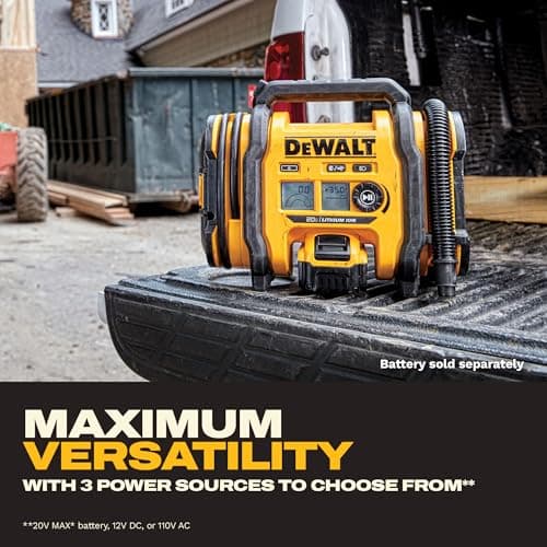 DEWALT Tire Inflator Portable Air Compressor 20V MAX, Car Air Pump with Automatic Shut Off, LED Light, Tool Only (DCC020IB) — view 4
