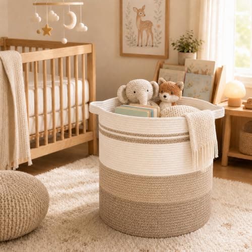 OIAHOMY 80L Laundry Baskets Hamper with Handles,Decorative Basket for Living room,Woven Storage Basket for Toys Bin,Pillows, Blankets,Clothes-20x18in-Gradient Yellow — view 5