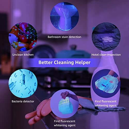 LE UV Flashlight, Handheld Black Light Flashlight, 395nm Ultraviolet Flashlight, Pet Urine Stain Detector, 3 AAA Batteries Included, Find Stains on Clothes, Carpet or Rugs — view 2