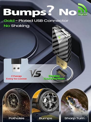2025 Wireless CarPlay Adapter for iPhone, Mini Android Auto Adapter Converts Factory Wired to Wireless, Plug & Play, No Delay, Stable Connection Car Play Dongle for iOS 10+ / Android 11+ — view 2