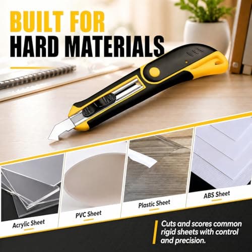 DIYSELF Professional Plexiglass Cutter Knife, Acrylic Cutter, Scoring Knife with 10 Extra SK5 Blades for Plexiglass Cut to Size, Acrylic, ABS, PVC, Plastic Cutting Tool for DIY, Home Repair, Crafts — view 5