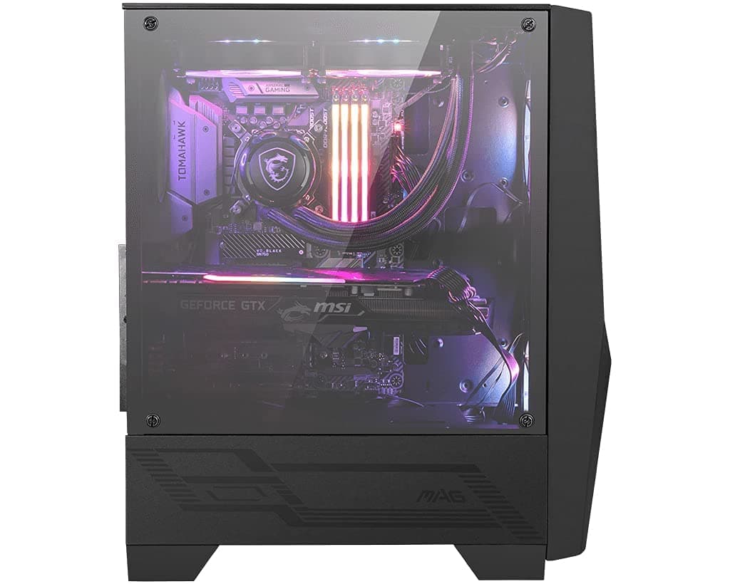 MSI MAG FORGE 100R Mid Tower Gaming Computer Case (Black, 2x 120mm ARGB PWM Fan, 1x 120mm Fan, 1-6 ARGB Hub, Tempered Glass, MSI Center, ATX, mATX, mini-ITX) — view 2