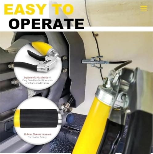 Draforce Grease Gun Kit, Yellow 10-Piece Grease Gun Kit, 8000 PSI Pistol Grip Manual Grease Gun, 400cc / 14 oz Heavy Duty Lubrication Tool for Tractor, Farm Equipment, Trailer, Automotive — view 5