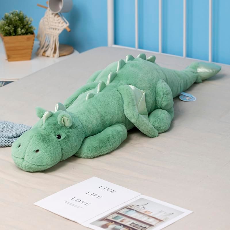 2.2KG Weighted Dragon Stuffed Animal 90CM, Soft and Sturdy Weighted Pillow Plush for Kids and Adults, Medium Green Dragon Stuffed Animal