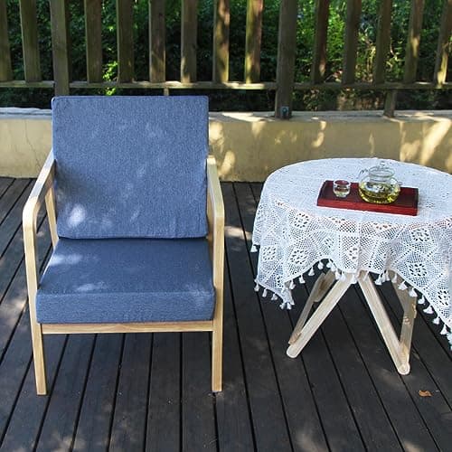 youngseahome Patio Seat Cushion Covers,Washable Slip Covers Replacement,Waterproof Outdoor Furniture Chair Cushion Pillow Seat Cover for Couch,Garden,Sofa,Denim Blue,22"×22"×4"(4 Covers Only) — view 2
