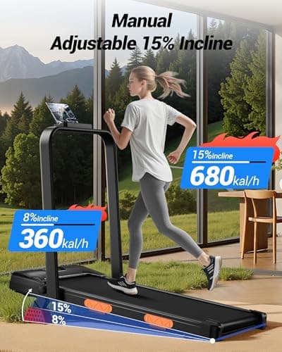 CURSOR FITNESS 15% Walking Pad Treadmill with Incline 0.6-6.2MPH Foldable Quiet Walking Pad for Home Small 2.5HP Under Desk Compact Treadmill with 300LBS Capacity — view 2