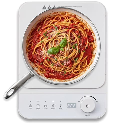 Elite Gourmet Slim Portable Induction Cooktop, 1500W Countertop Burner with 10 Power Levels & Temperature Control (140°F–465°F), Ultra-Slim 2" Design, Digital Touch Controls, Timer & Child Lock