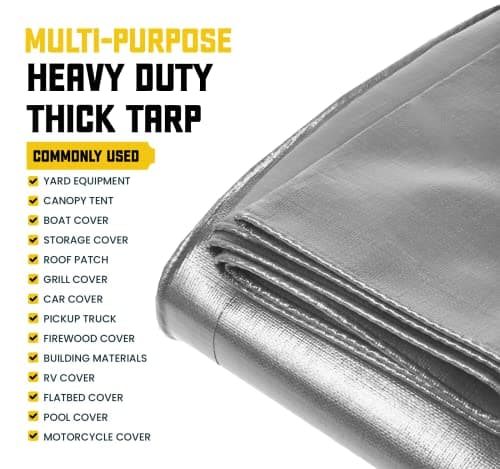 Core Tarps Extreme Heavy Duty 20 Mil Tarp Cover, Waterproof, UV Resistant, Rip and Tear Proof, Poly Tarpaulin with Reinforced Edges for Roof, Patio, Pool, Boat (Silver/Black 24′ X 30′) — view 4