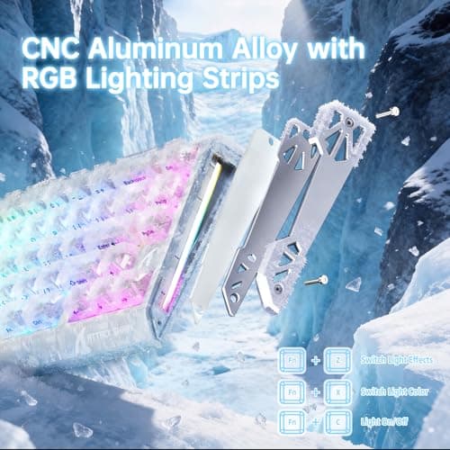 ATTACK SHARK R68HE Carbon Fiber 8000Hz Rapid Trigger Keyboard,0.005mm RT Accuracy 68 Keys Wired Gaming Keyboard with Magnetic Switch,Adjustable Actuation, Rapid Trigger,RGB Lighting for PC/Mac,White — view 3