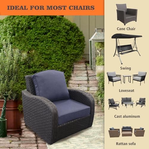 Goodgoods 24x24 inch Outdoor/Indoor Deep Seat Patio Cushions Set of 2 Resilient Foam Filling Water Repellent Stain-Resistant UV Resistant Weather Resistant Deep Seat Bottom Sky — view 3