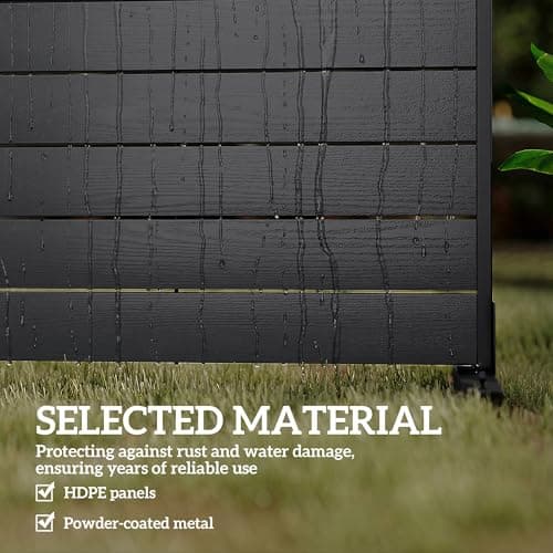Outsunny Outdoor Privacy Screen, 47.2" W x 68.5" H HDPE Decorative Screen Panel with Stand and 6 Panels, Freestanding Privacy Panel for Indoor Outdoor, Patio Balcony Office, Black — view 2