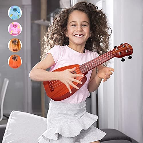 17 Inch Kids Ukulele Guitar Toy 4 Strings Mini Children Musical Instruments Educational Learning Toy for Toddler Beginner Keep Tone Anti-Impact Can Play with Picks/Strap/Primary Tutorial