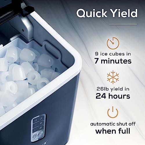 Igloo Handled Portable Ice Maker with Scoop - Ice Maker with LED Control Panel & 1 Quart Water Tank - Ice Cube Maker Produces 26 Lbs. of Ice in 24 Hours with 9 Large or Small Cubes In 7 Minutes- Black — view 2