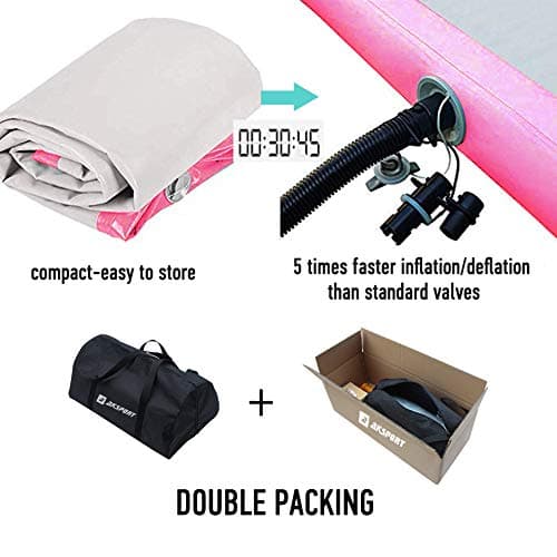 AKSPORT Air Mat Tumble Track Gymnastics Tumbling Mat Inflatable Floor Mats With Electric Air Pump for Home Use/Tumble/Gym/Training/Cheerleading/Parkour/Beach/Park/Water (Pink, 9.84ft) — view 4