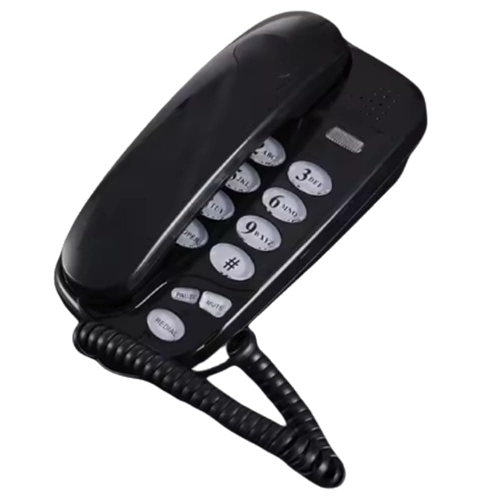 Teléfono Fijo con Cable y Teclas Grandes -580, Luz de Llamada, Remarcación y Pausa. Compatible con Montaje en Pared o Escritorio.