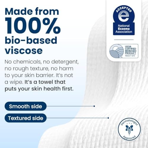 Clean Skin Club Clean Towels XL®, 100% USDA Biobased Face Towel, Disposable Face Towelette, Eczema Association Accepted, Makeup Remover Dry Wipes, Ultra Soft, 1 Pack, 50 Ct — view 6